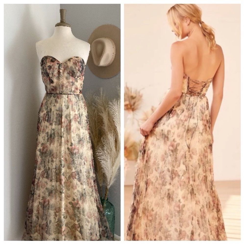 Lulus Most Beautiful Day Ivory Multi Floral Print Organza Maxi Dress